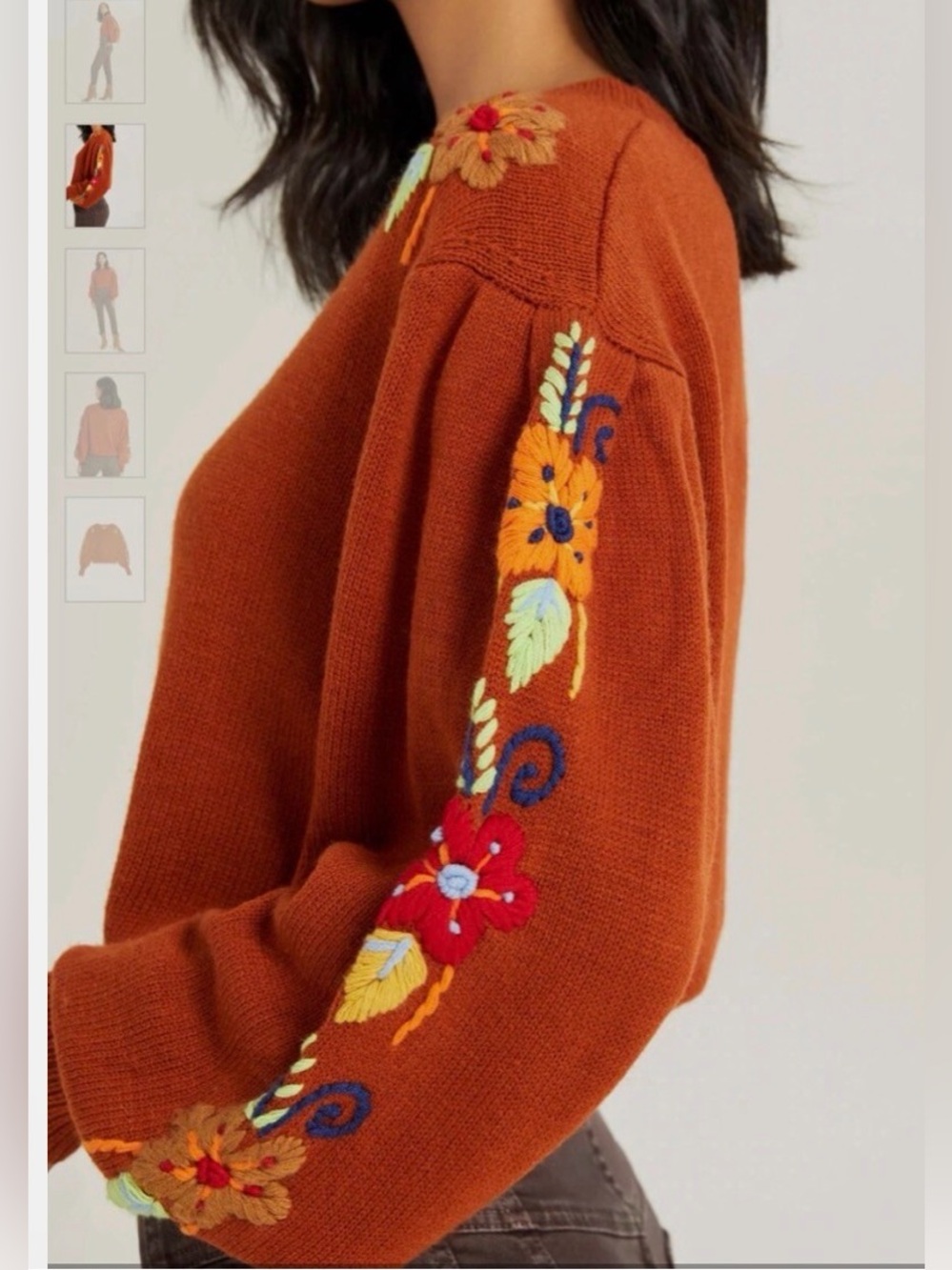 Burnt orange embroidered sweater
